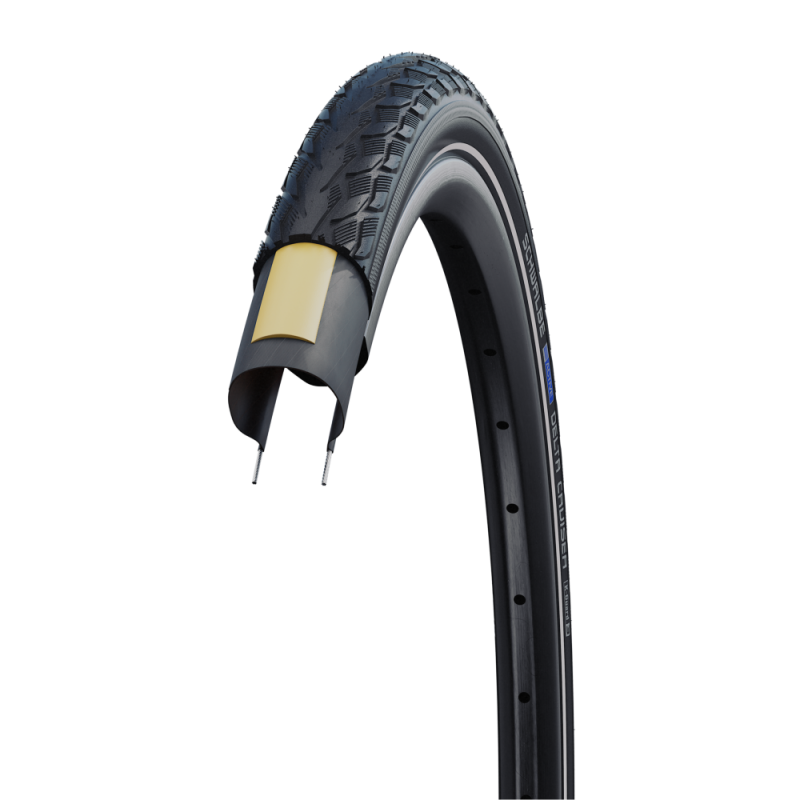 Schwalbe Pneu Delta cruiser HS431 26x1 3/8&quot; 37-590 paroi Twin Skin KG noir/blanc