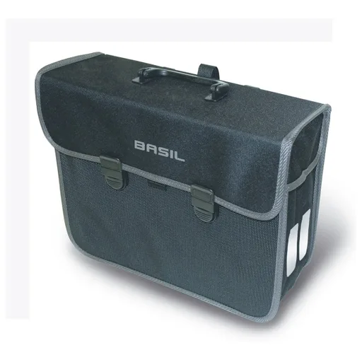 BASIL SAC ARRIÈRE MALAGA RÉFLÉCHISSANT NOIR IMPERMÉABLE 13L(35x15x29)(À MAIN)FERMETURE CLICK — vélo électrique