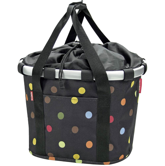 [ECOX003366] Klickfix Panier avant Bikebasket Noir à pois