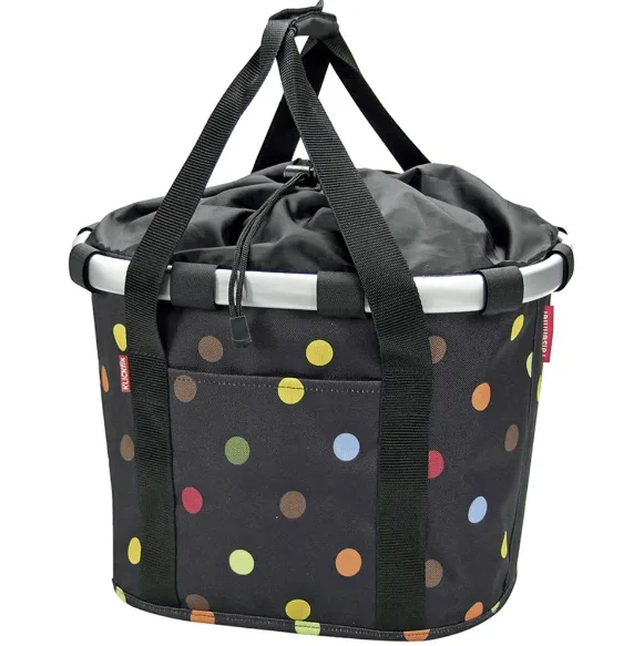 Klickfix Panier avant Bikebasket Noir à pois — vélo électrique