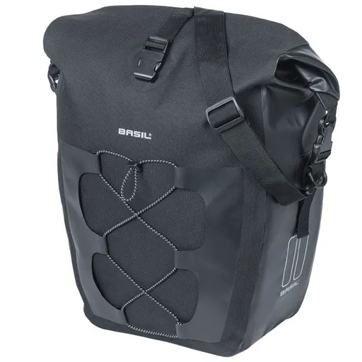 Basil - Sac Navigator Waterproof Hook-on - noire, imperméable, réfléchissant - 25-31L — vélo électrique