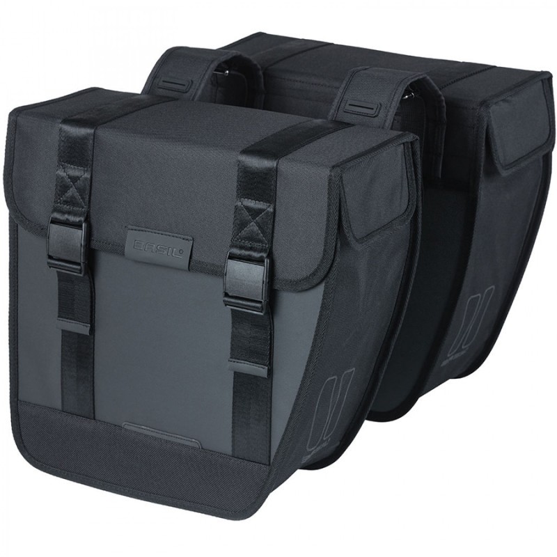 [ECOX187613] BASIL SACOCHES TOUR XL 35L ÉTANCHE POLYESTER NOIRES AVEC RÉFLÉCHISSANT (35x14x35 cm)