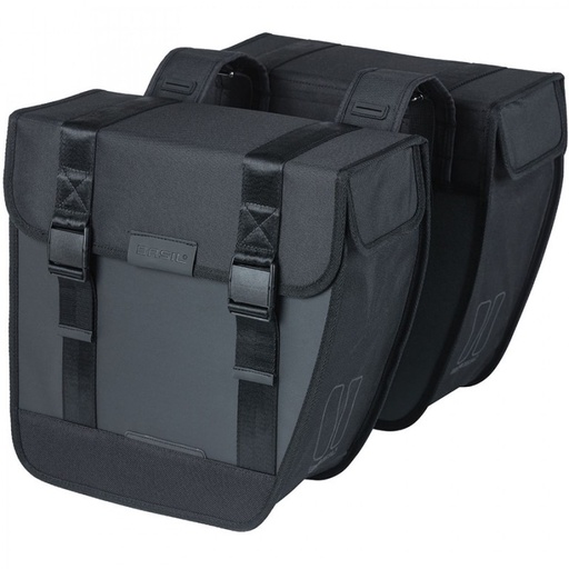 [ECOX187625] BASIL Sacoche Tour Waterproof 28L (polyester noir/réfléchissante/34x14x34 cm)