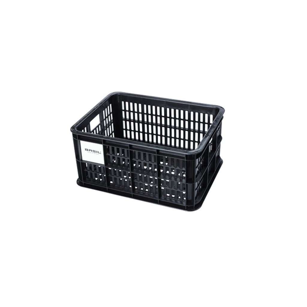 [ECOX288360] Basil Caisse de vélo en plastique recyclé S, noir - 17.5L