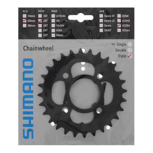 [Ecox159249] Shimano Plateau 28D Acera FC-M361 Noir CN-Flasque