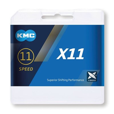 [Ecox160493] CHAÎNE KMC X11 1/2x11/128 118 MAILLON 5.65mm ARGENT/NOIRE